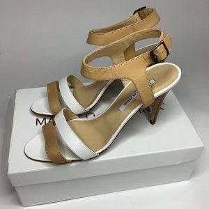 MANOLO BLAHNIK Leather Ankle Strap  Sandals 40 Tan